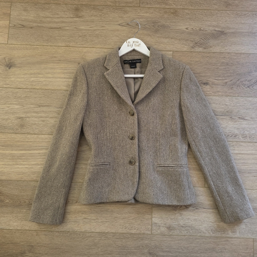 PRISTINE Ralph Lauren Black Label Beige Tan Wool Blend Blazer Size Small - Picture 2 of 10